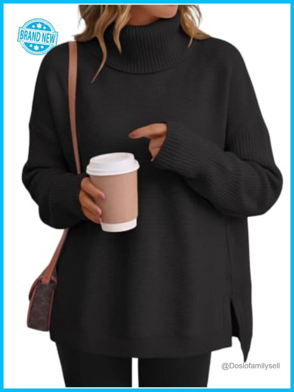 Oversized Turtleneck Sweater Pullover Relaxed Fit Fall Layering